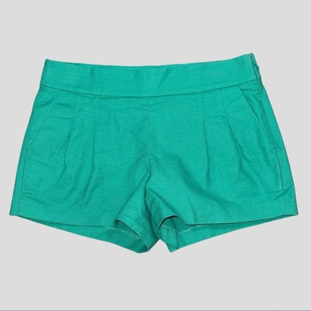 J.Crew Textured Shorts Women 4 Green Side Zip Cotton Blend